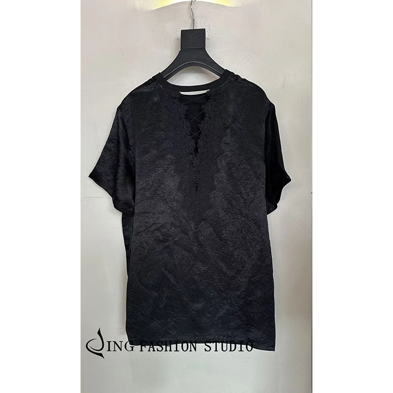 《软黄金万人迷》夏季CJ6999简约短袖百搭褶皱T恤宽松夏季潮流