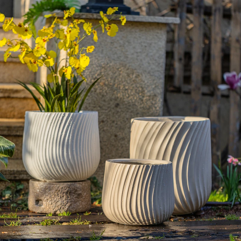 掬涵北欧简约镁泥花盆创意百合竹橡皮树家用室内客厅绿植花器摆件