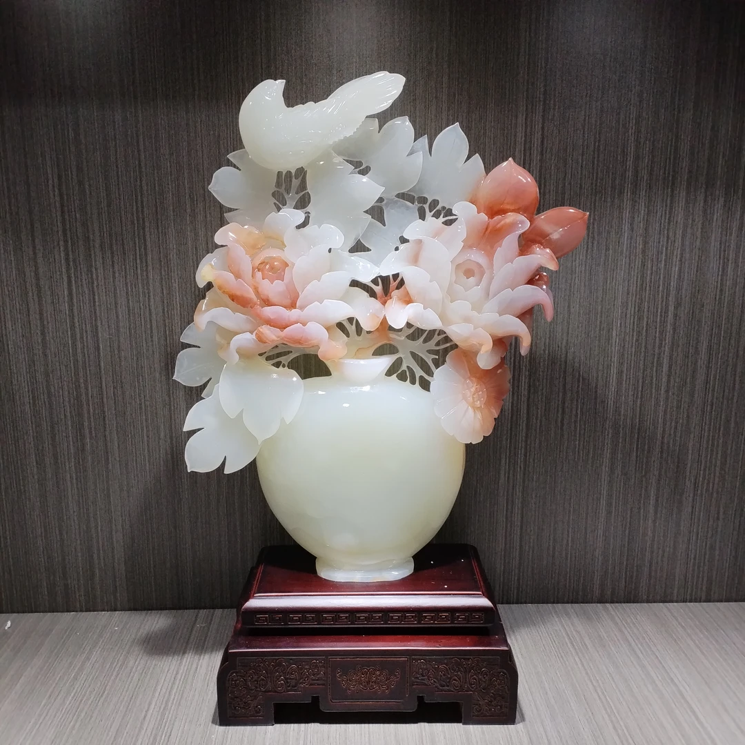 6119纯手工花开富贵别墅乔迁开业公司办公室玄关客厅桌面家居摆件