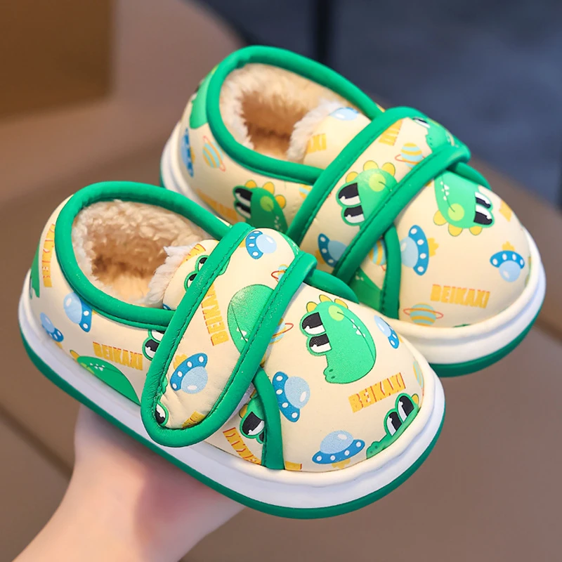 冬季儿童防水防滑棉鞋男女童保暖包跟外穿中小童婴幼儿宝宝拖鞋粉