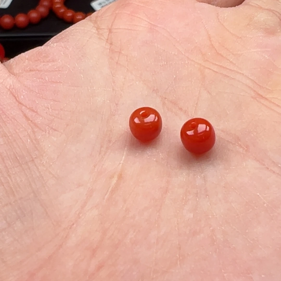 未镶嵌手串南红玛瑙保山柿子红对珠5.4mm