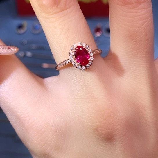红宝石戒指银S925镶嵌
