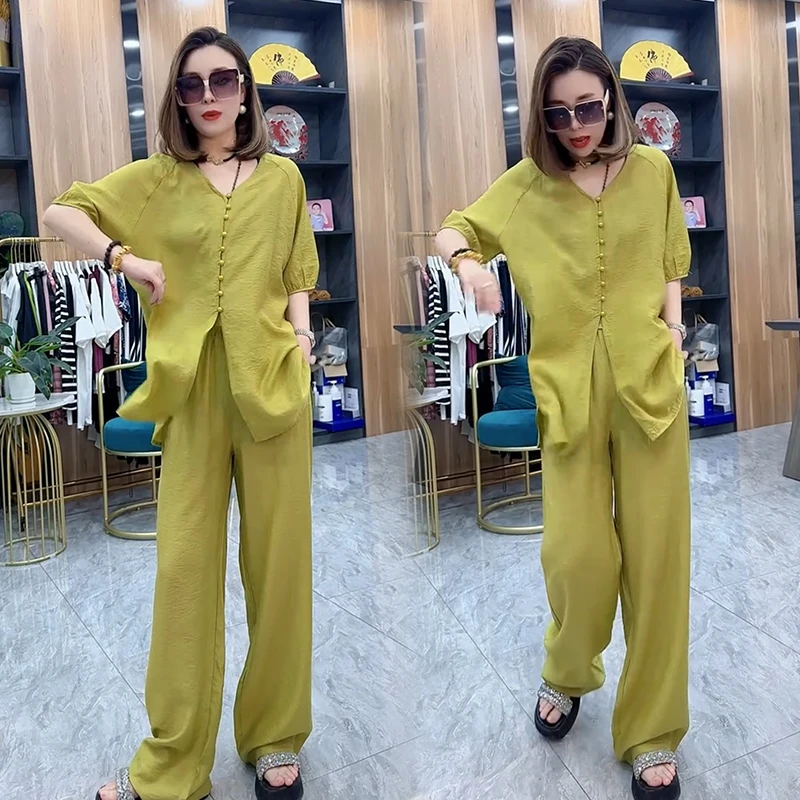 2025夏季新款时尚显瘦气质网红高档洋气女高级百搭宽松大码两件套