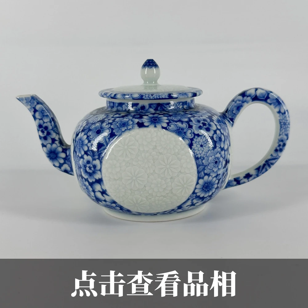 知竹山房青花万花开窗剔花仿古壶1027-34-300