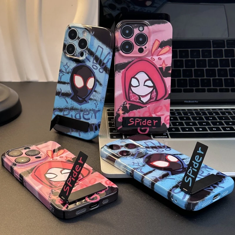 GGBond蓝粉蜘蛛侠支架适用苹果16菲林手机壳华为vivo小米15oppo套