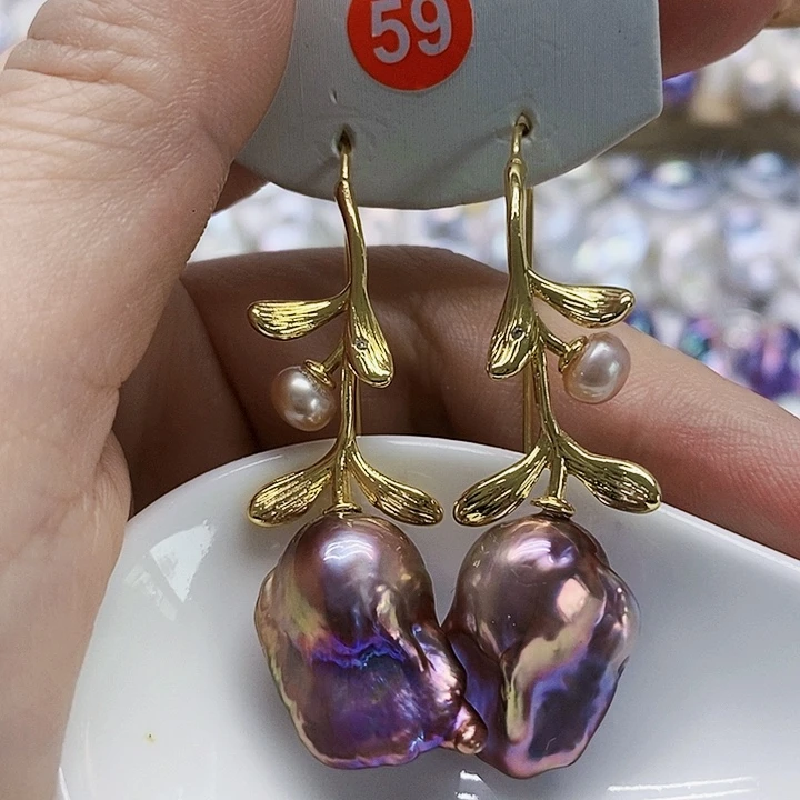 银S925镶嵌耳饰淡水珍珠