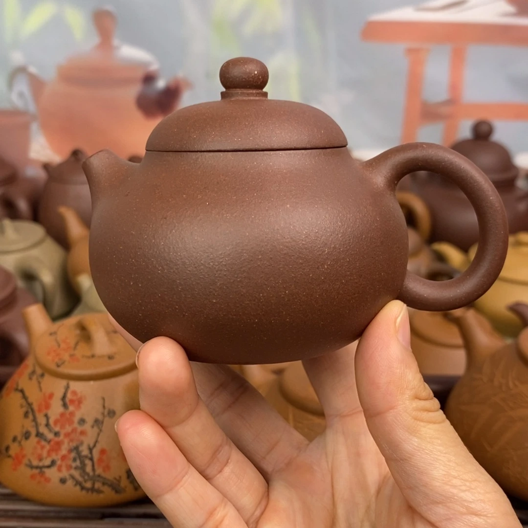 茶壶紫砂160cccc深井羊角山紫泥文旦