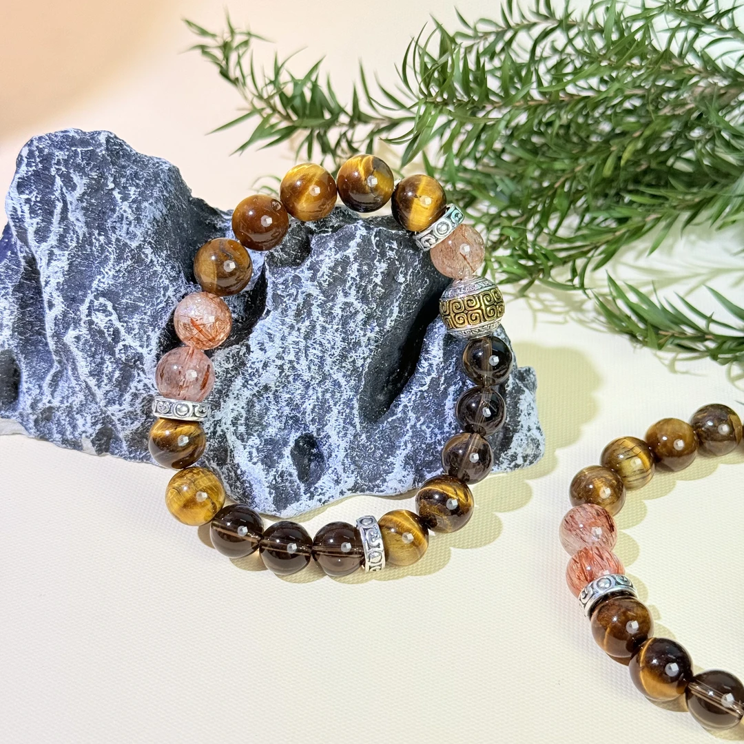 【766 有勇有谋】黑金超七虎眼冰曜石手串10mm面小仙多样性发其一Z