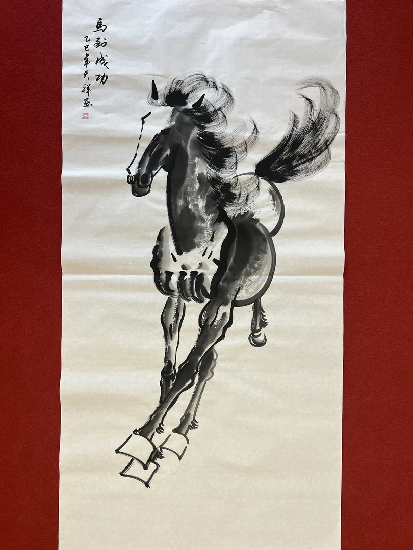 423四尺65x135cm马到成功单马玄关书房客厅办公室现代手工装饰画