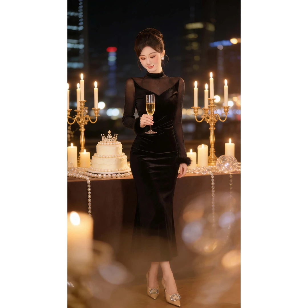 【张小小】小众赫本裙春秋新款女气质性感修身显瘦连衣裙D4685