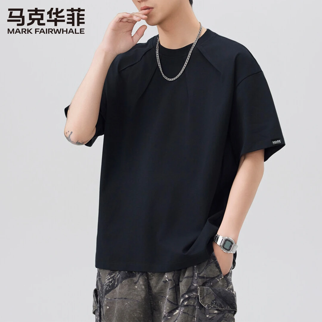 短袖T恤重磅冰感短袖t恤夏季美式高级感圆领休闲百搭设计感体恤衫