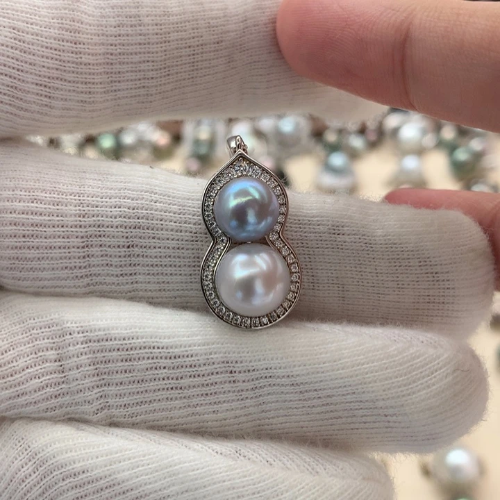 银S925镶嵌吊坠(不含链)海水珍珠