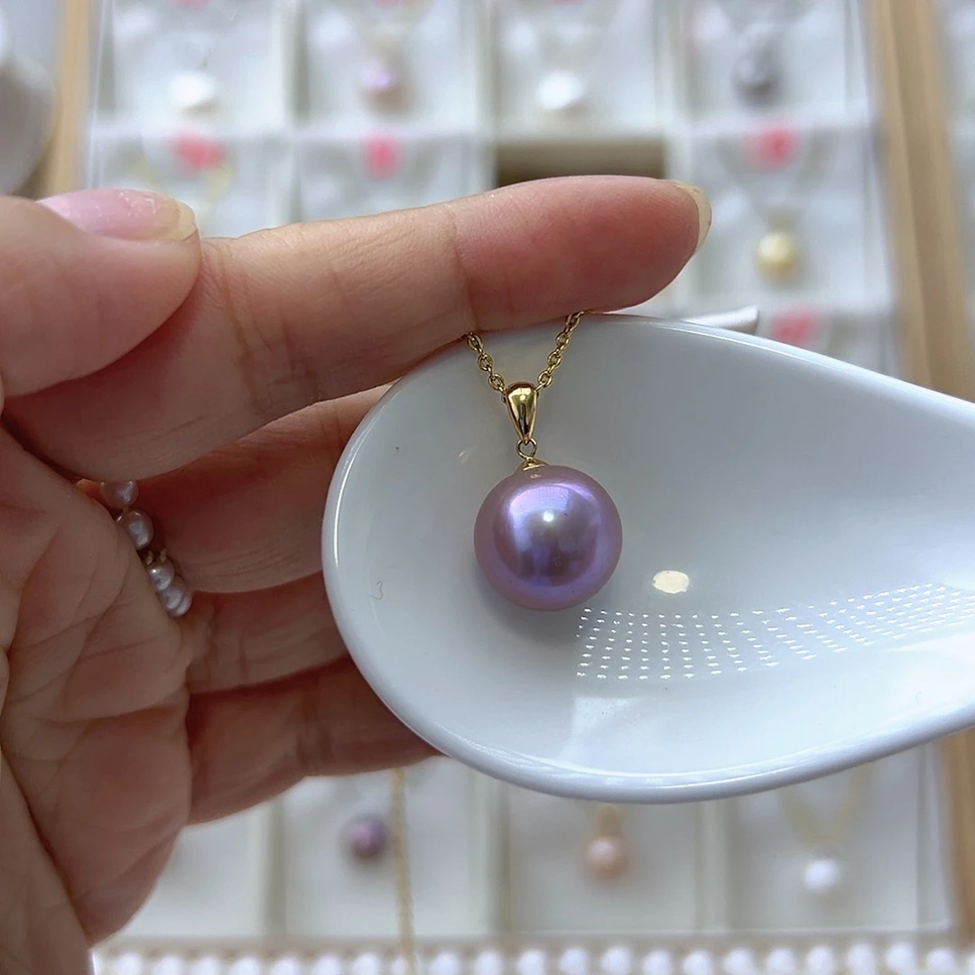 吊坠(不含链)淡水珍珠18K金镶嵌