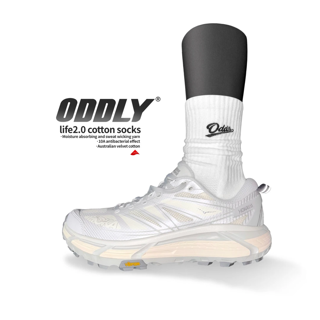 ODDLY【life2.0】2双装莱卡纯棉运动袜跑步长筒毛巾底10A抗菌防臭