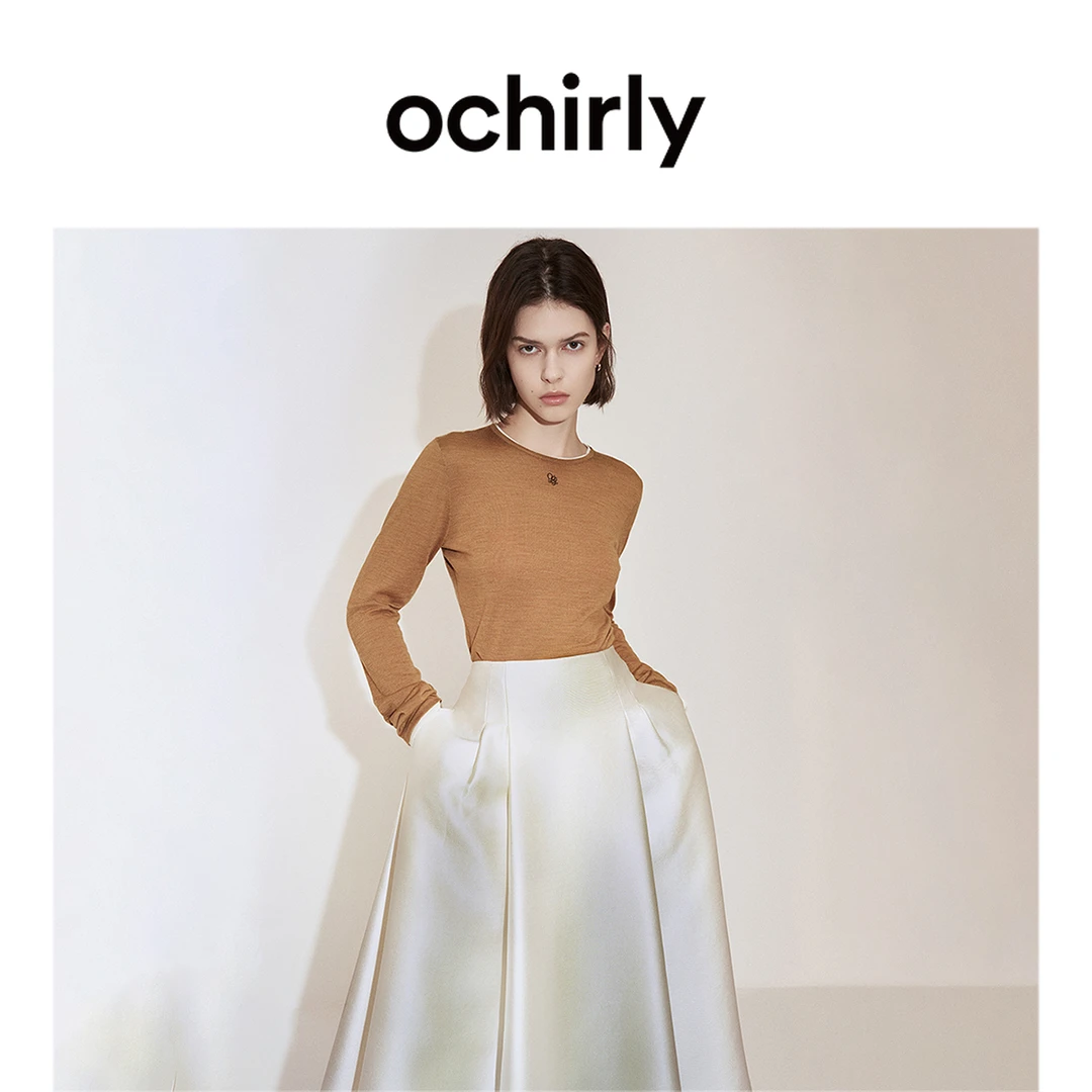 1575【赵老板】OCHIRLY欧时力桑蚕丝羊毛套头毛衣女针织衫设计感