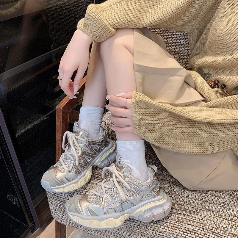 厚底老爹鞋女2025秋新款百搭网面透气轻便跑步运动鞋子学生韩版