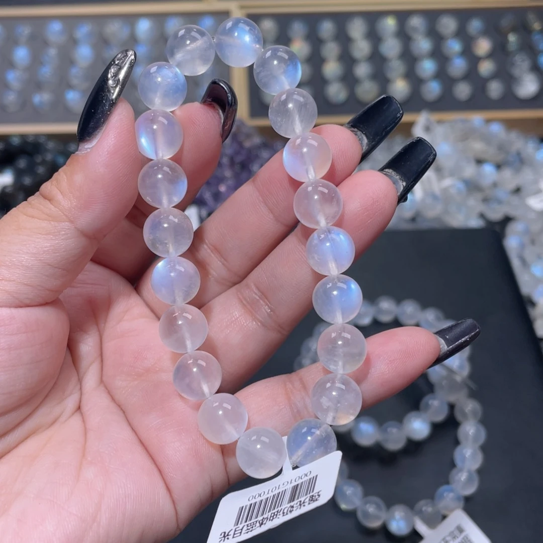 瞌***虫手链未镶嵌长石蓝月光手链10mm