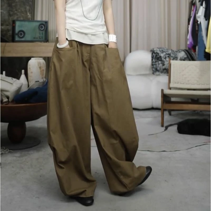 infobyfive2025夏季新半松紧咖咖气球裤口袋弯刀裤长裤NF0504323