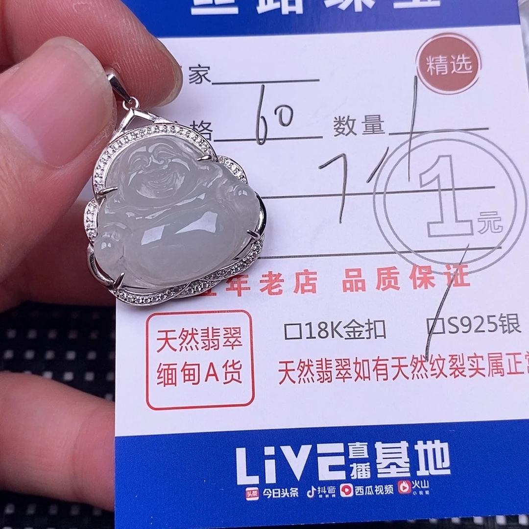 雯***翡翠银S925镶嵌颈饰吊坠
