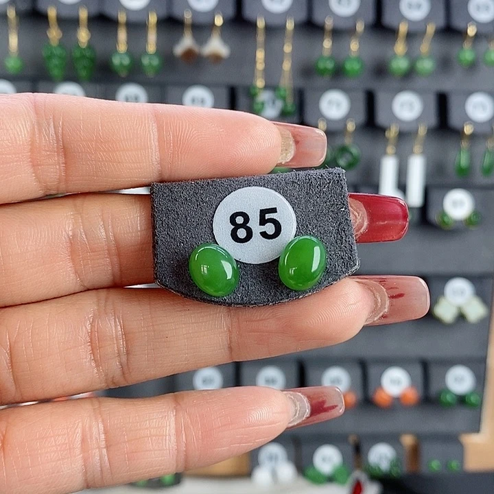 和田玉耳饰18K金镶嵌慧*