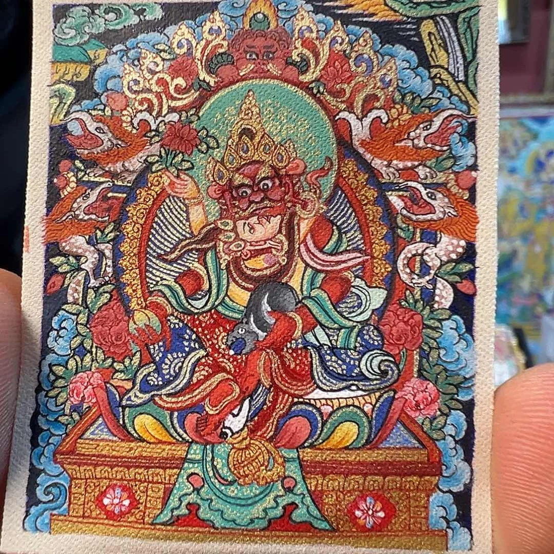 吊坠纯手绘唐卡红财