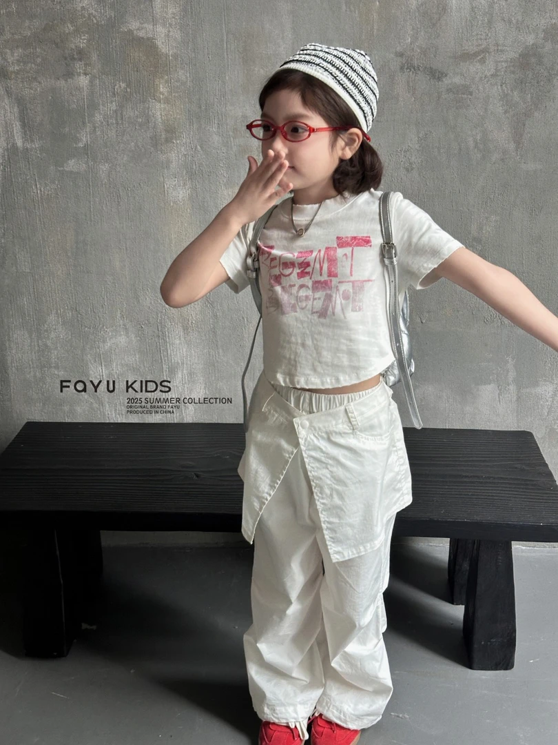 女童屁帘工装裤夏季新款洋气百搭休闲运动阔腿裤