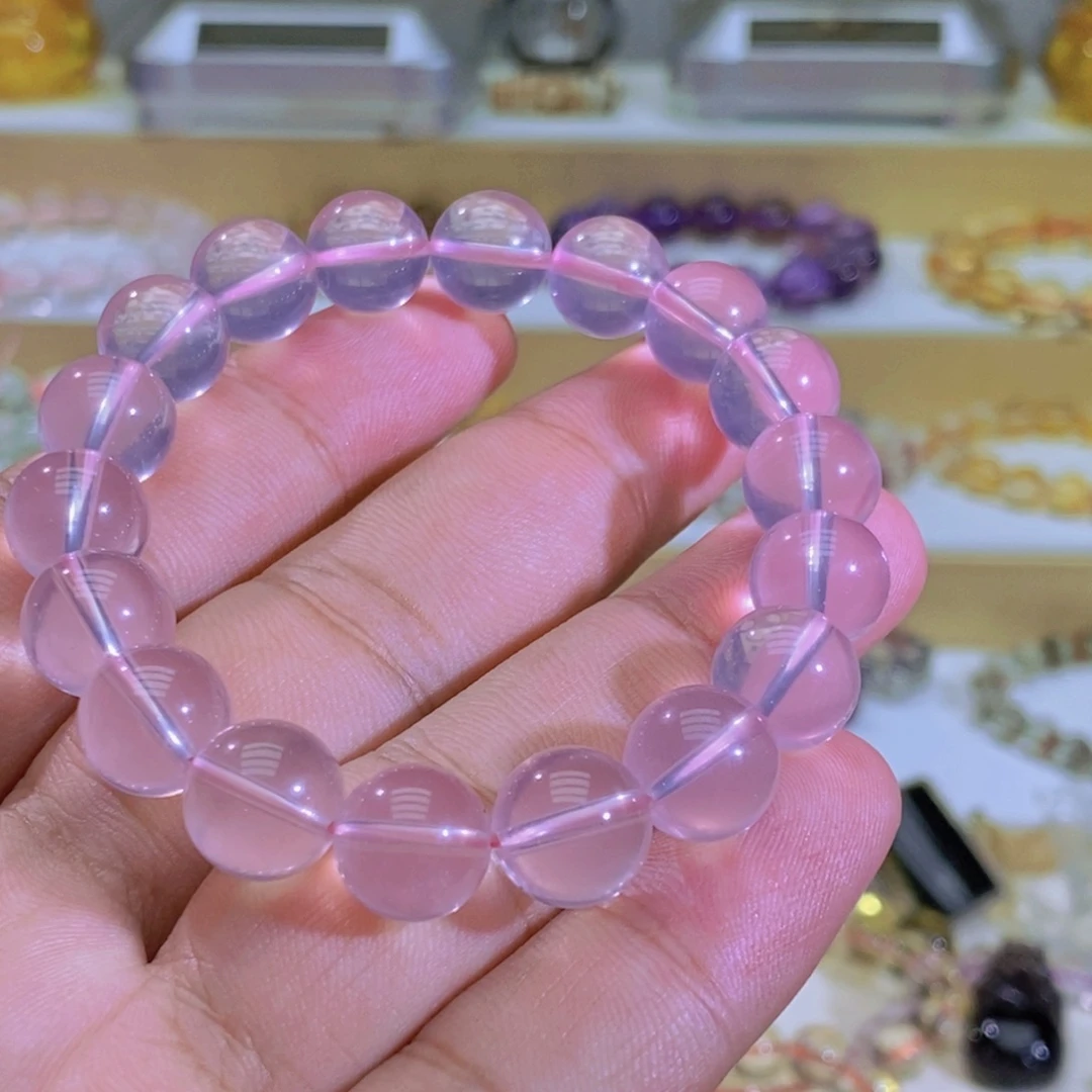春***丶水晶手链未镶嵌六芒星光粉水晶手串