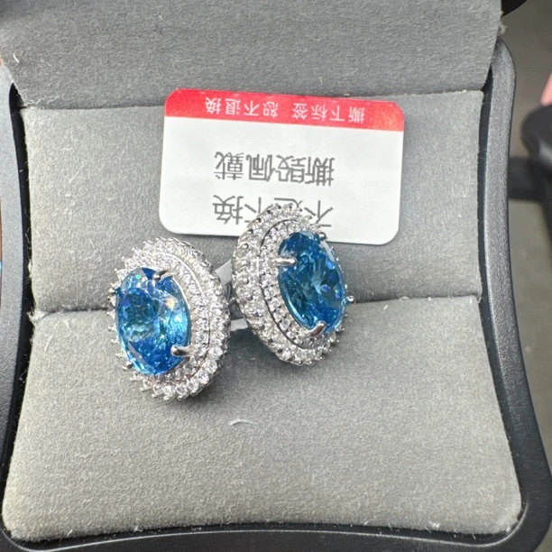 925银耳饰 精工镶嵌 8*10 豪镶气质款圣玛利亚色 耳钉s925