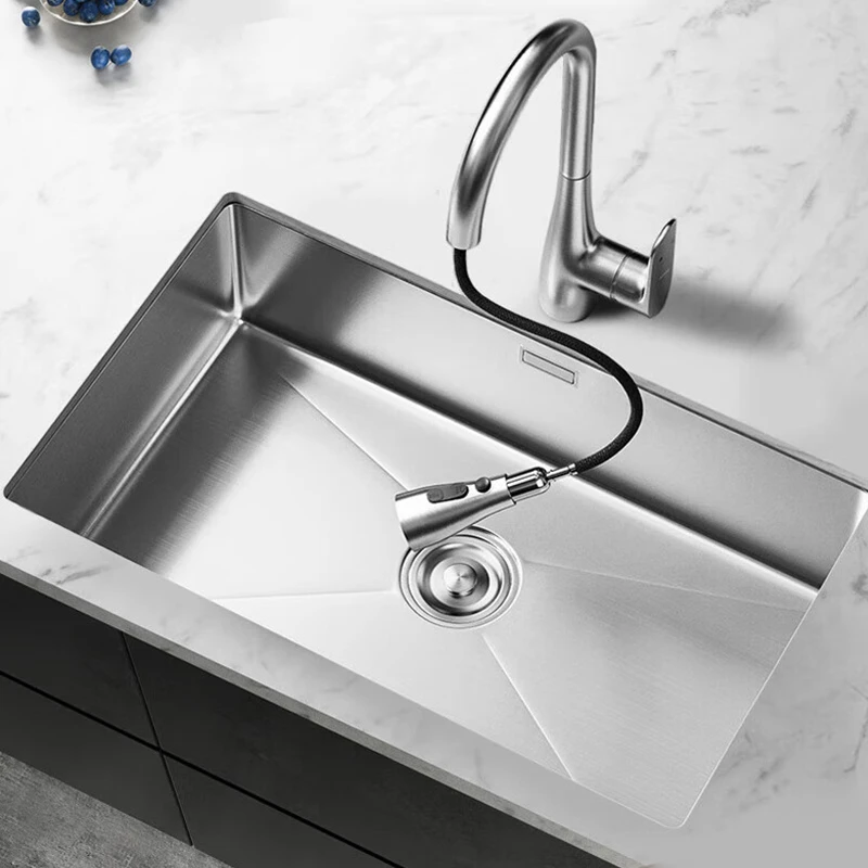心海伽蓝厨房水槽加厚不锈钢单槽洗菜盆家用台下嵌入式水槽大单槽