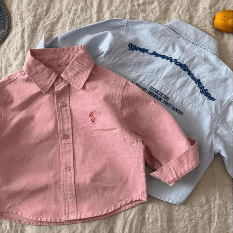 儿童衬衫外套2025春季韩版新款男童女童重工刺绣宝宝休闲长袖上衣