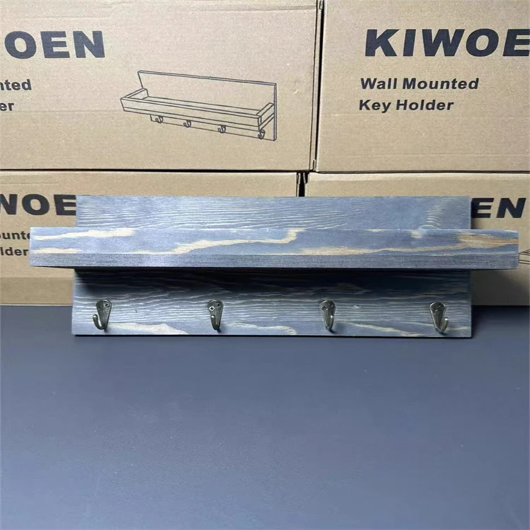 【需要自己换挂钩】实木钥匙衣帽置物架金属挂钩木架