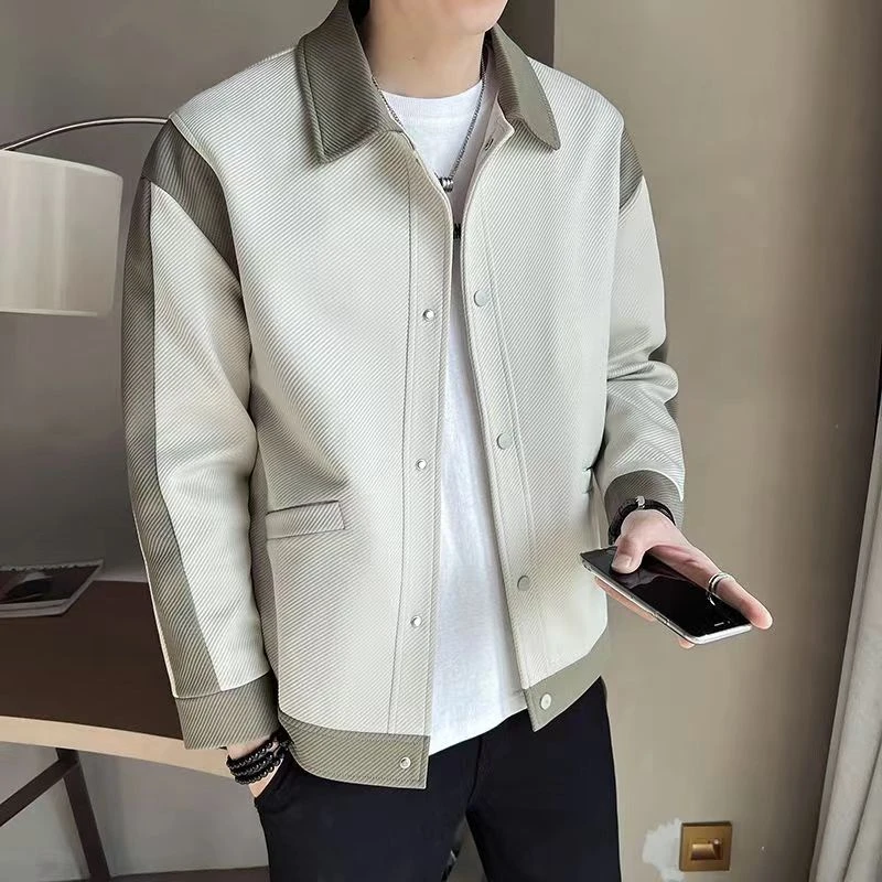 N 200-399 男夹克男士时尚休闲百搭宽松潮流条纹韩版