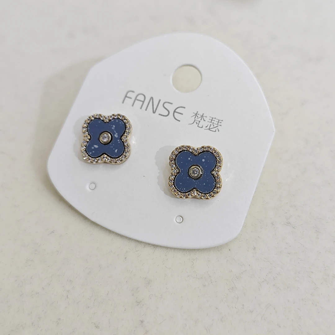 纯铜树脂耳饰 四叶草耳钉N055 梵瑟