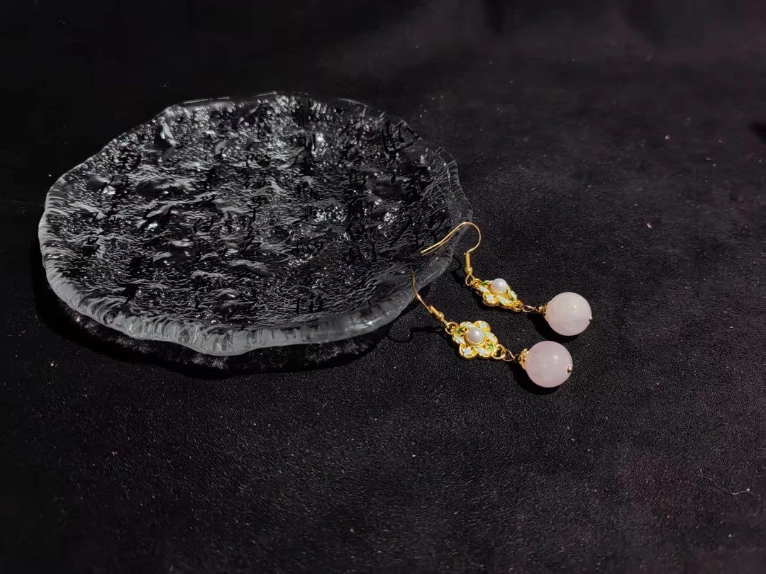 A243【金汐】粉水晶原创耳饰