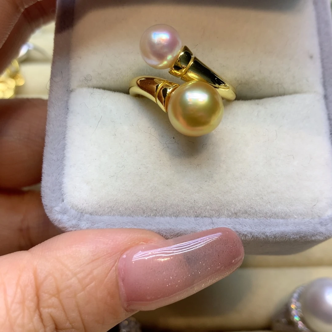 银S925镶嵌戒指海水珍珠