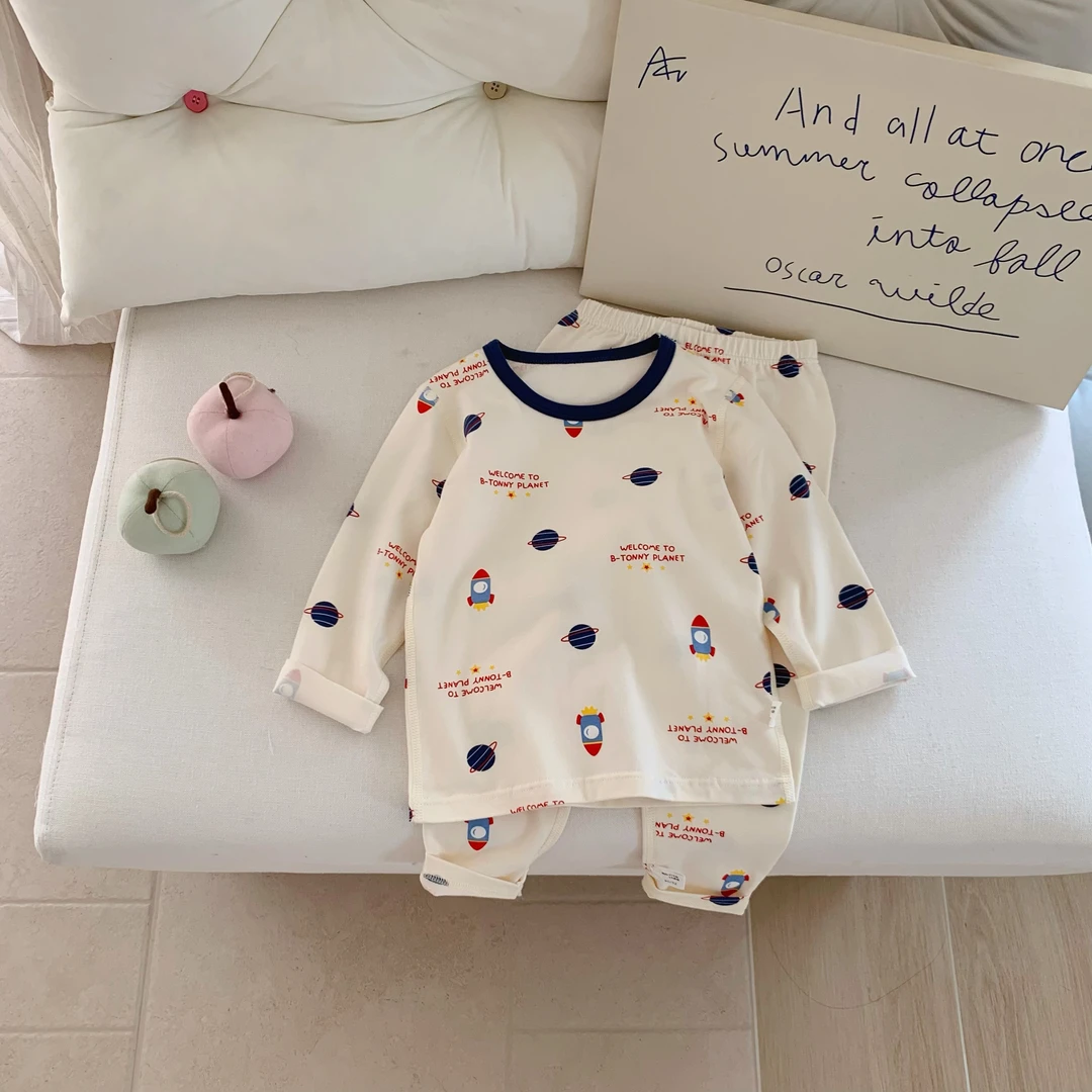 儿童卡通莱卡套装2025秋冬款男女童家居服两件套秋衣秋裤