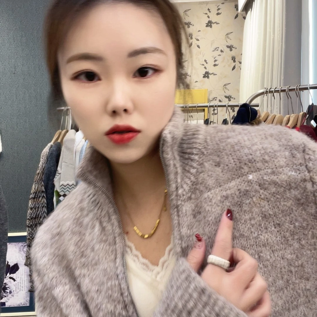 立领拉链针织外套