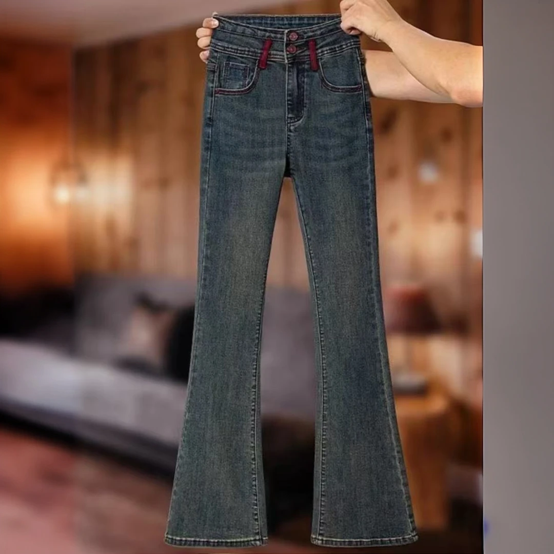 高腰微喇牛仔裤女小个子2025春秋新款显瘦百搭马蹄修身弹力喇叭裤