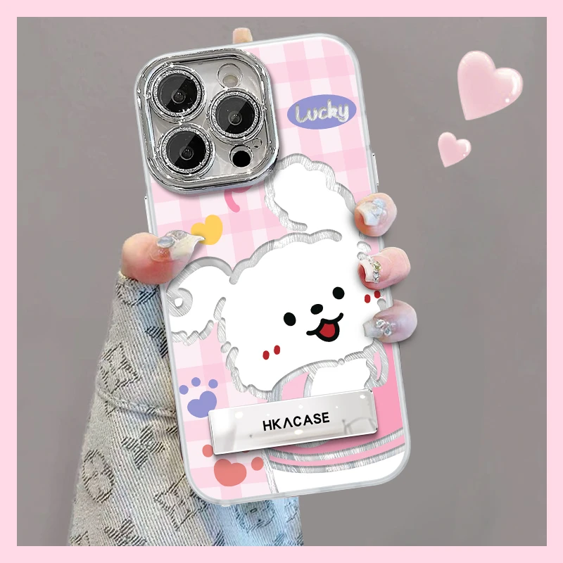 小狗贴贴适用苹果vivo华为oppo小米iPhone16新款精孔羽纱壳手机壳