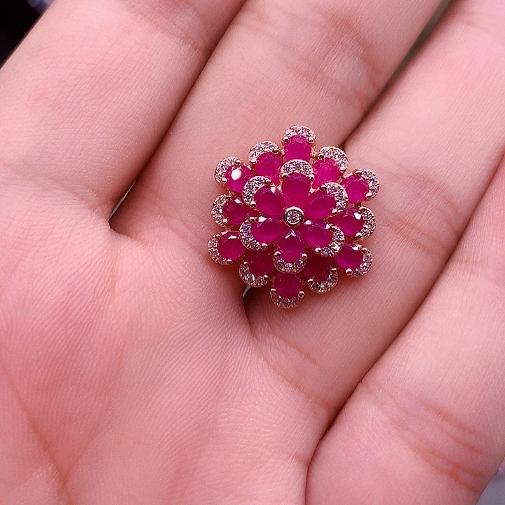 银S925镶嵌戒指红宝石