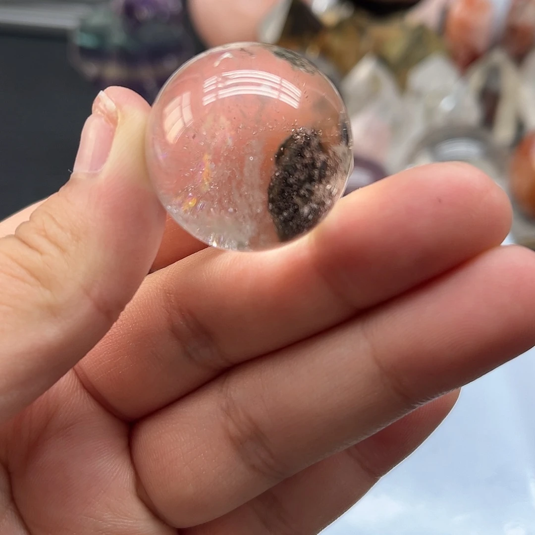 水晶未镶嵌珠宝半成品18 透幽灵球28mm