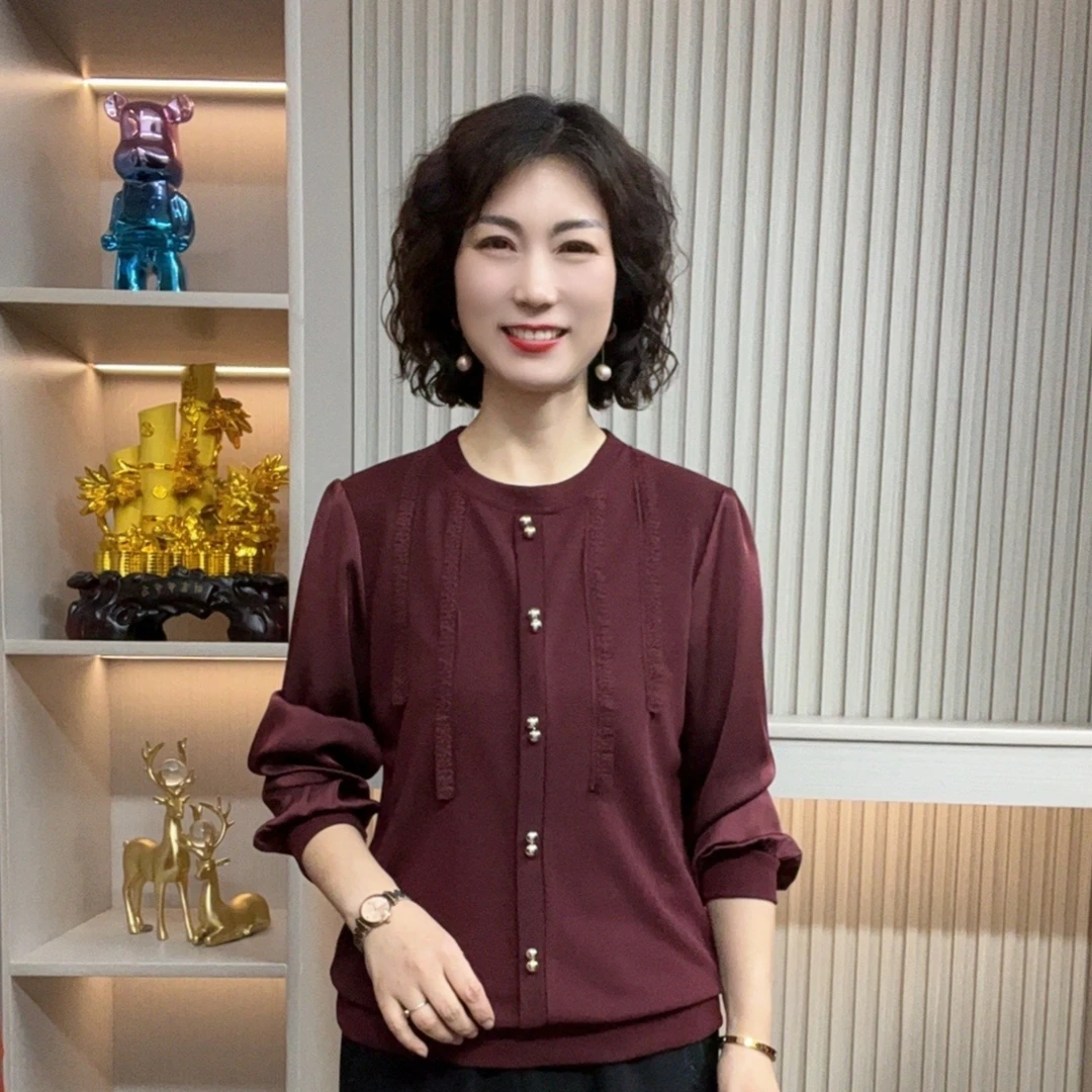 中老年女装妈妈装春装打底气质长袖洋气时尚大码春款宽松显瘦百搭