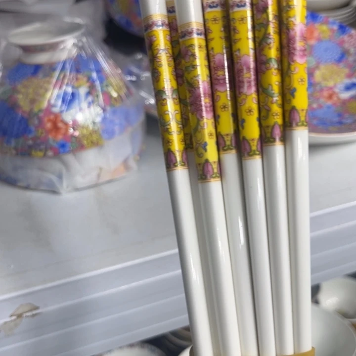 瓷片珐琅彩筷子十双