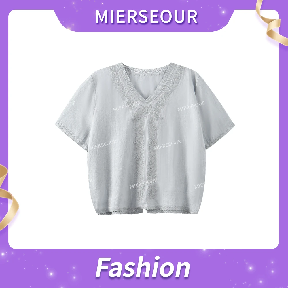 【云柔松弛】100亚麻精致刺绣设计感宽松衬衫5299