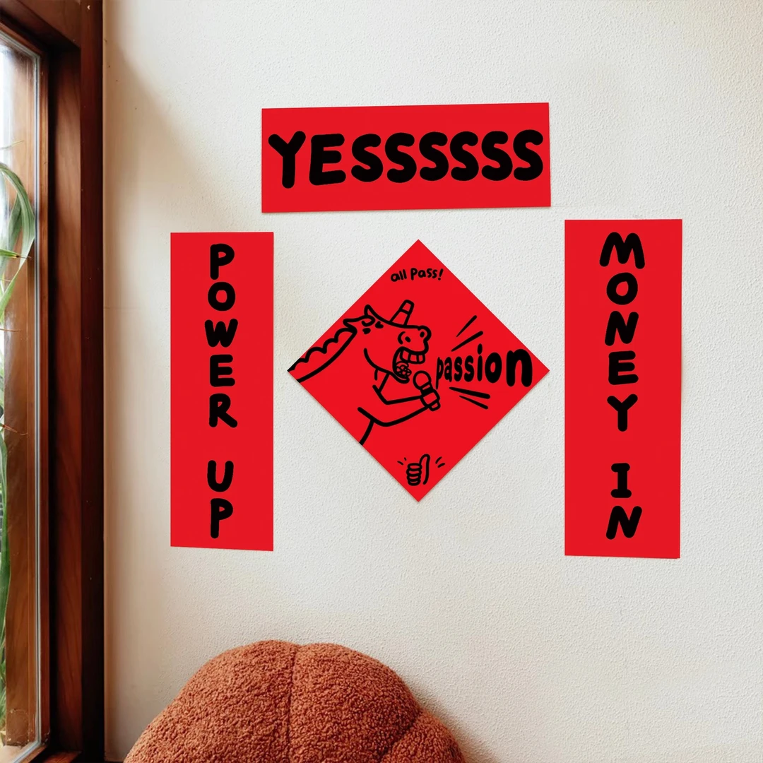 2026马年英文对联创意抽象春联搞笑福元旦新年春节入户门卧室装饰