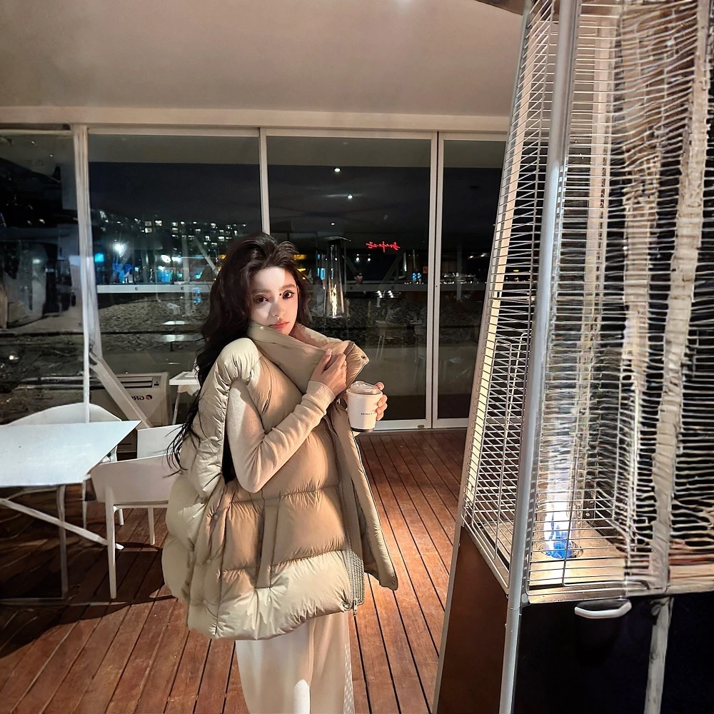 2025新款韩版时尚马甲棉服背心女秋冬高级感保暖泡芙立领马甲外套