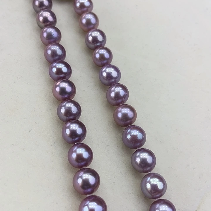 淡水珍珠颈饰银S925镶嵌卡10➕极光紫色高品