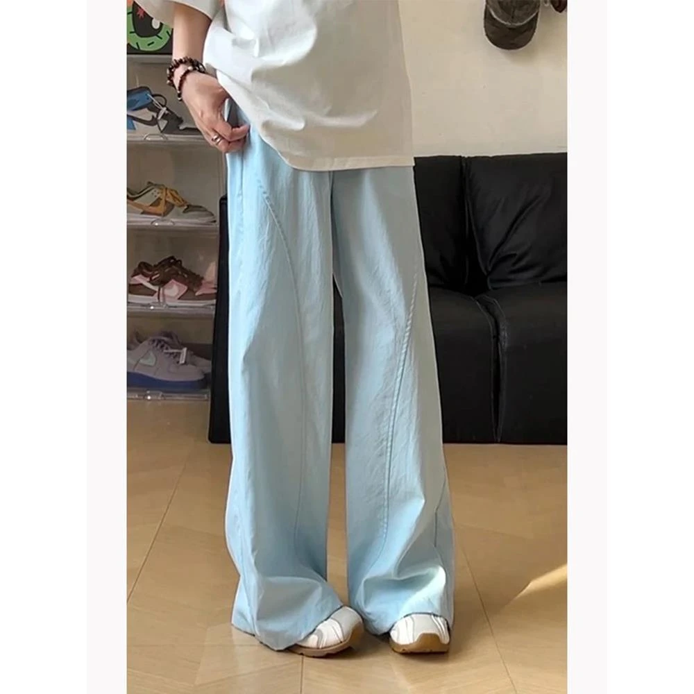 冰川蓝慵懒风解构山本裤男女夏季薄款冰丝凉感裤子直筒垂感凉凉裤