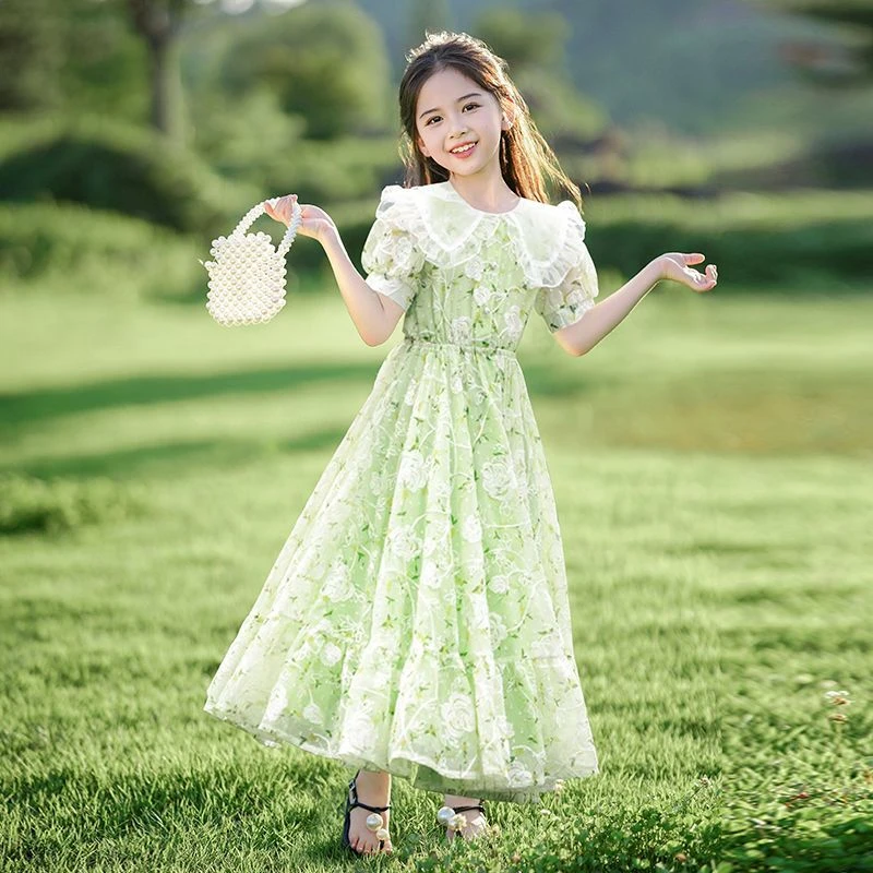 女童连衣裙夏季2025新款时尚娃娃领洋气公主裙夏装女宝宝裙子薄款