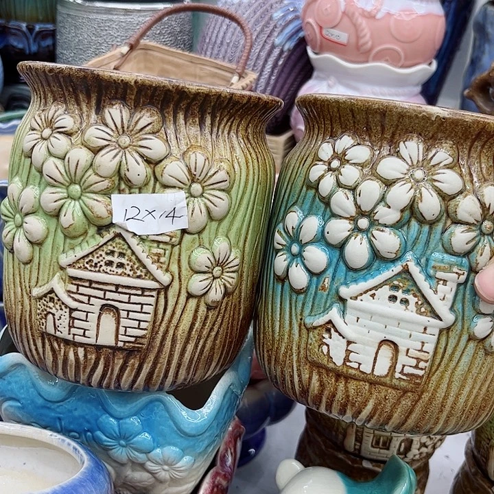 多肉綠植陶瓷花盆9.9包郵，有孔